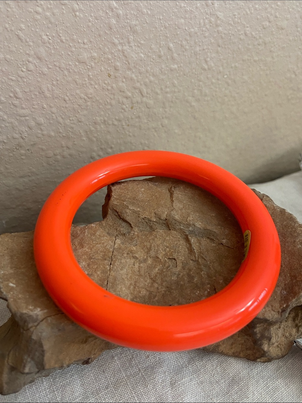 Vintage 70s Made In Taiwan Bright Orange Acrylic Bangle Bracelet